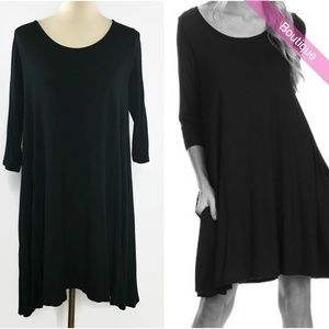 Vision Black Scoop Neck 3/4 Sleeve Dress S & M